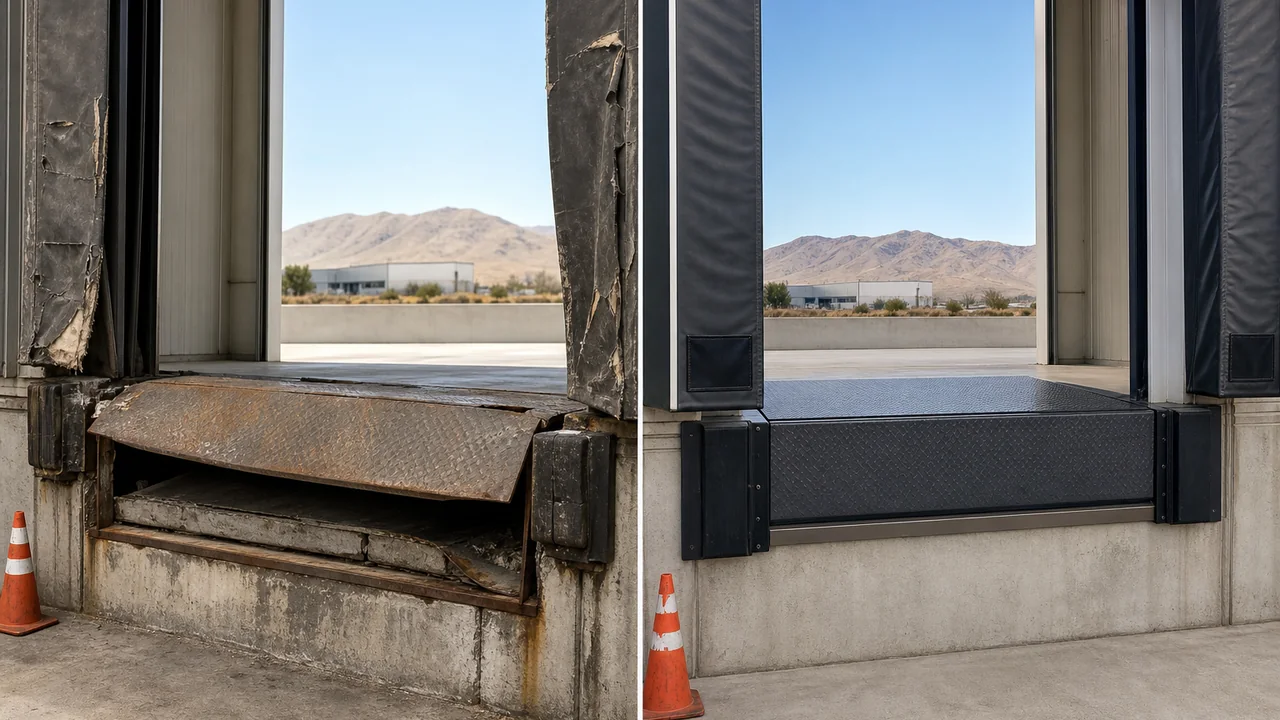 Before and after dock leveler and seal repair example